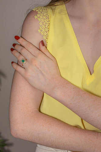 Bague 55 Bague  Pompadour Or jaune Emeraude, Diamant 58 Facettes 3754271CN