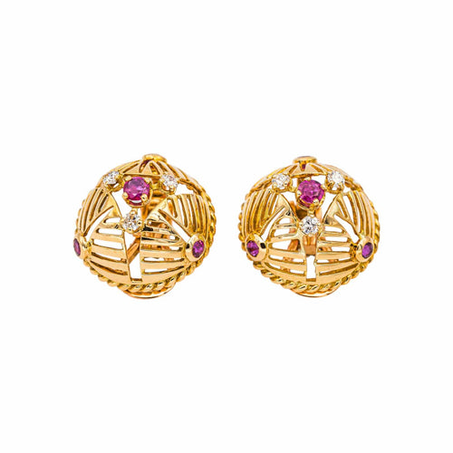 Boucles d'oreilles Gübelin Boucles d'oreilles  Or jaune Rubis, Diamant 58 Facettes 5075408RV