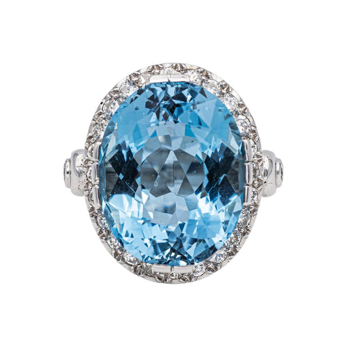 Bague 52 Bague Cocktail Or blanc Aigue marine, Diamant 58 Facettes 4501050CN