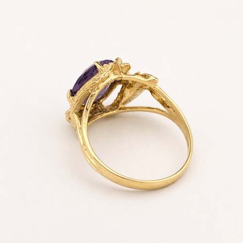 Bague 53 Bague feuille en or jaune 18 carats et améthyste 58 Facettes 36563
