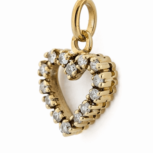 Pendentif Pendentif cœur ajouré - Diamants en or jaune 18 carats 58 Facettes 36369