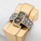 Bague 57 Bague tank en or jaune et or blanc avec diamants 58 Facettes 36575