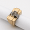 Bague 57 Bague tank en or jaune et or blanc avec diamants 58 Facettes 36575