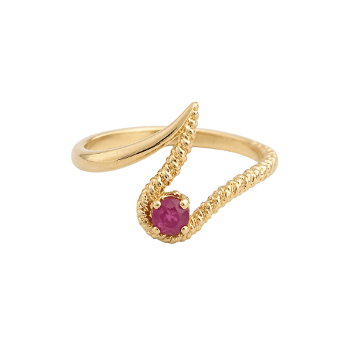 Bague 52 Bague vague asymétrique en or jaune 18 carats et rubis 58 Facettes 36629
