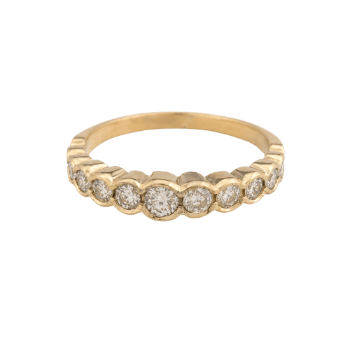 Bague 55 Alliance demi-tour - Bague en or jaune 18 carats et diamants 58 Facettes 36583