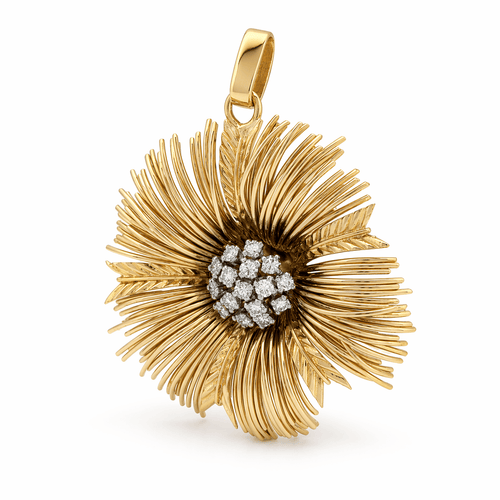 Pendentif Pendentif palmier stylisé en or jaune 18 carats et diamants 58 Facettes 36305