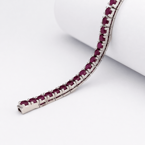 Bracelet Bracelet rivière en or blanc 18 carats et rubis taille brillant 58 Facettes 36273