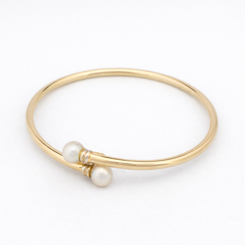 Bracelet Bracelet jonc ouvert en or jaune 18 carats et perles 58 Facettes 36269