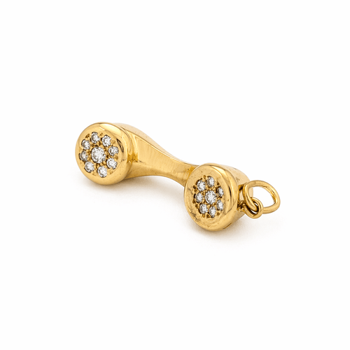 Pendentif Pendentif combiné téléphonique en or jaune 18 carats et diamants 58 Facettes 36393