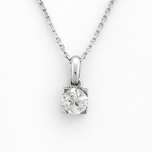 Pendentif Pendentif solitaire en or blanc 18 carats et diamant 0,90 ct 58 Facettes 36256