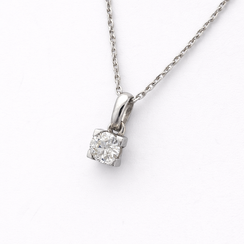 Pendentif Pendentif solitaire en or blanc 18 carats et diamant 0,90 ct 58 Facettes 36256