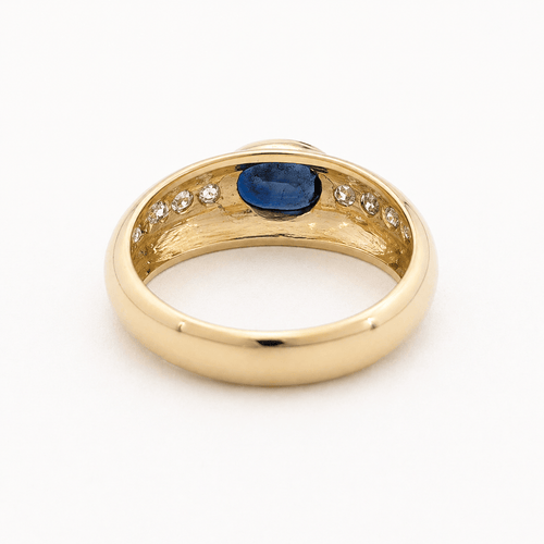 Bague 50.5 Bague jonc en or jaune 18 carats avec saphir ovale et diamants 58 Facettes 36627