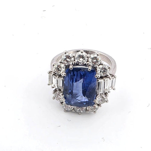 Bague 54 Bague - Or blanc 18 ct avec saphir et diamants 58 Facettes AN ZAF CEY