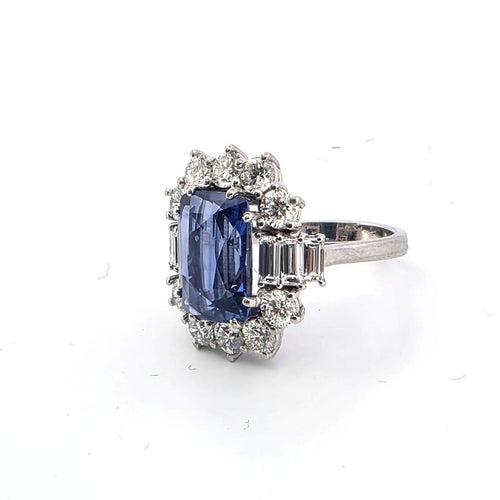 Bague 54 Bague - Or blanc 18 ct avec saphir et diamants 58 Facettes AN ZAF CEY