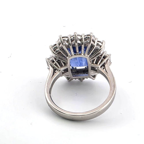 Bague 54 Bague - Or blanc 18 ct avec saphir et diamants 58 Facettes AN ZAF CEY