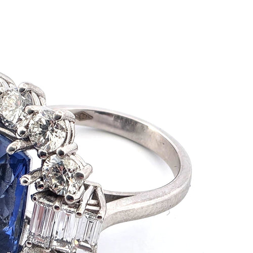 Bague 54 Bague - Or blanc 18 ct avec saphir et diamants 58 Facettes AN ZAF CEY