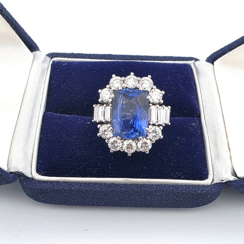 Bague 54 Bague - Or blanc 18 ct avec saphir et diamants 58 Facettes AN ZAF CEY