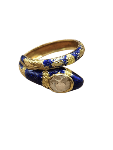 Bague 50 Serpenti - Bague en or jaune 18 ct et diamant taille rose 58 Facettes CV-044