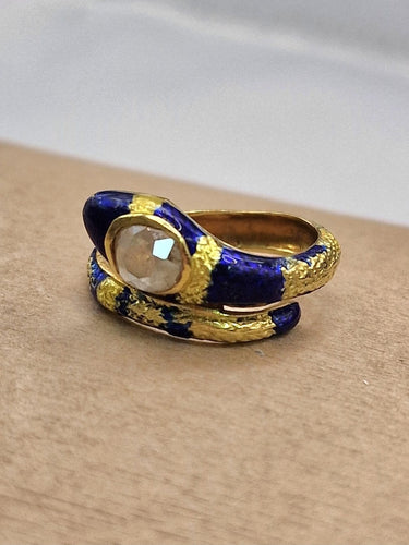 Bague 50 Serpenti - Bague en or jaune 18 ct et diamant taille rose 58 Facettes CV-044
