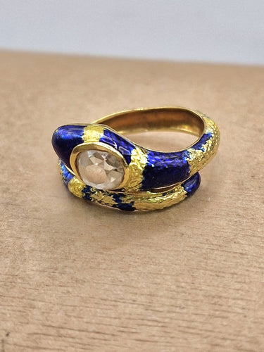 Bague 50 Serpenti - Bague en or jaune 18 ct et diamant taille rose 58 Facettes CV-044