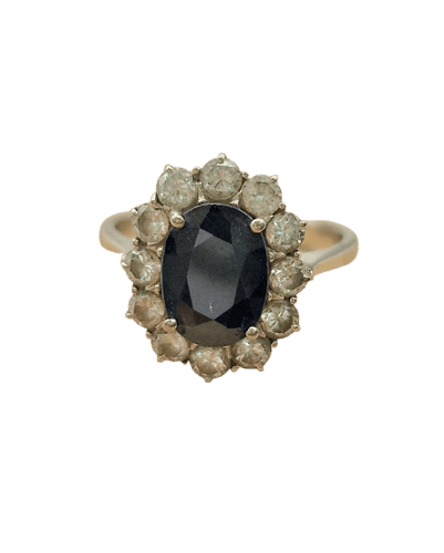 Bague 59 Bague cluster saphir en or blanc 18 ct et diamants 58 Facettes CV-044