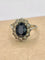 Bague 59 Bague cluster saphir en or blanc 18 ct et diamants 58 Facettes CV-044