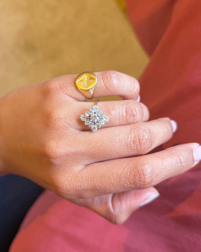 Bague 57 Bague losange en or blanc 18 carats et diamants 58 Facettes losan