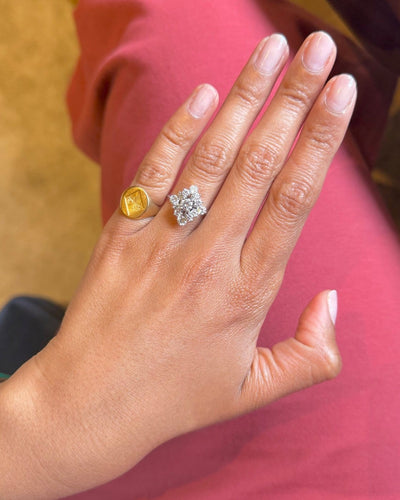 Bague 57 Bague losange en or blanc 18 carats et diamants 58 Facettes losan