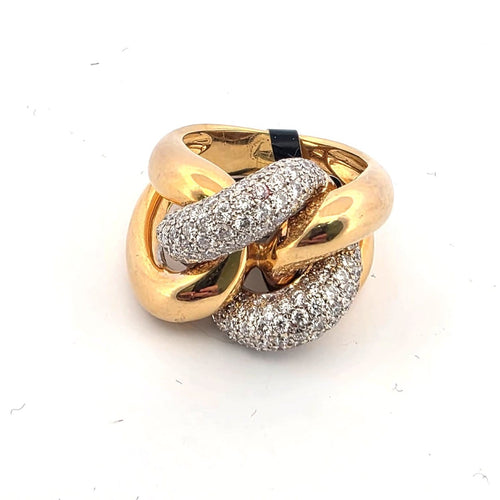 Bague 54 Bague à mailles souples en or blanc et jaune 18 ct et diamants 58 Facettes 300/26 D 139/26