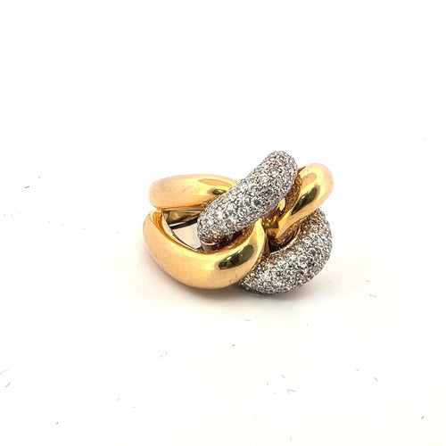 Bague 54 Bague à mailles souples en or blanc et jaune 18 ct et diamants 58 Facettes 300/26 D 139/26