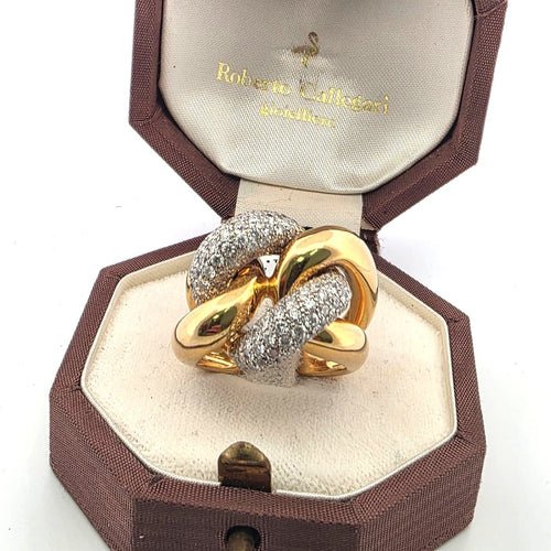 Bague 54 Bague à mailles souples en or blanc et jaune 18 ct et diamants 58 Facettes 300/26 D 139/26