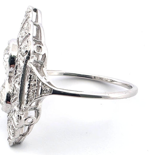 Bague 53 Bague en or blanc 18 ct avec diamants taille Old Mine 58 Facettes 102/26 D 110/26