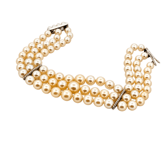 Bracelet Bracelet 3 rangs en perles de culture et or gris 18 carats 58 Facettes 12977