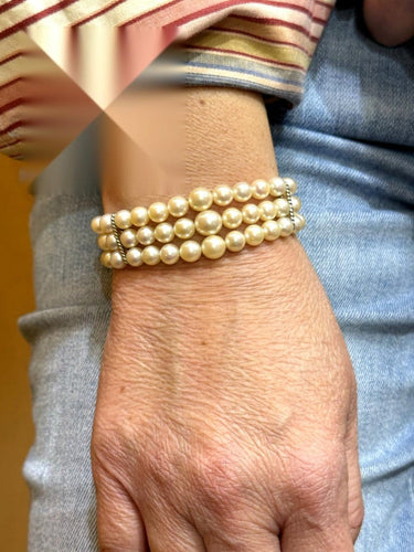 Bracelet Bracelet 3 rangs en perles de culture et or gris 18 carats 58 Facettes 12977