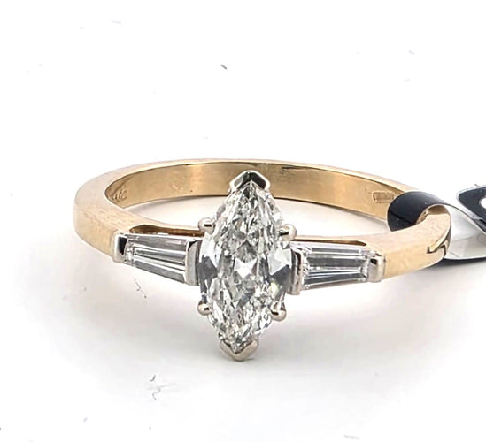 Bague 59 Bague en or jaune 18 kt avec diamant taille marquise 58 Facettes 294/26 C shd 139/26