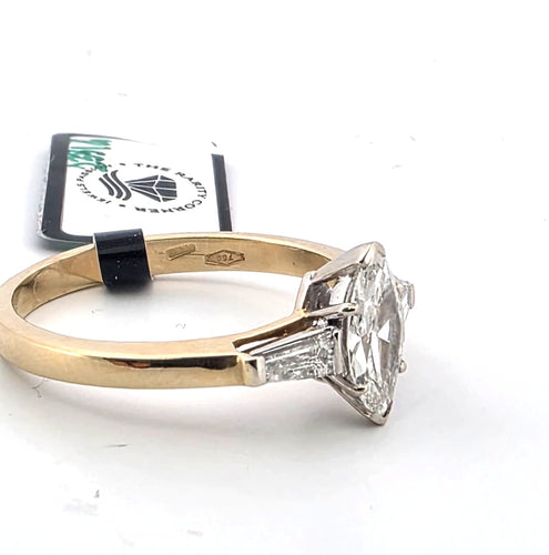 Bague 59 Bague en or jaune 18 kt avec diamant taille marquise 58 Facettes 294/26 C shd 139/26