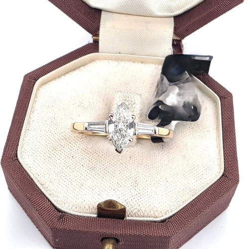 Bague 59 Bague en or jaune 18 kt avec diamant taille marquise 58 Facettes 294/26 C shd 139/26