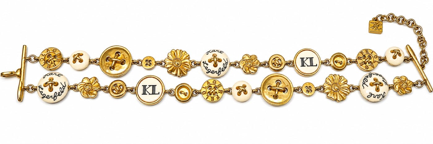 Bracelet Karl Lagerfeld - Bracelet double tour doré à motifs couture 58 Facettes 260052