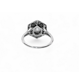 Bague 54 Bague Art déco - Bague en platine et diamants taille ancienne 58 Facettes ba