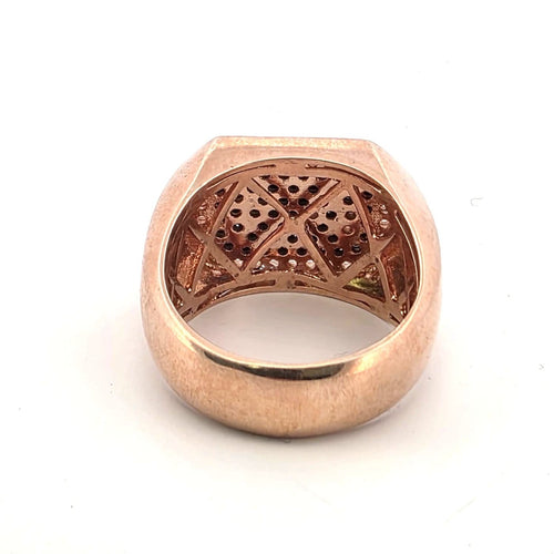Bague 55 Bague en or rose 18 kt avec diamants noirs et blancs 58 Facettes AN/001