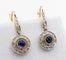 Boucles d'oreilles Dormeuses Art déco en or jaune 18k, saphirs synthétiques et diamants 58 Facettes A07091