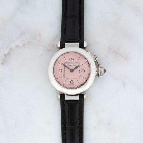 Montre Cartier Pasha - Montre SM cadran arabes roses en acier 58 Facettes 509