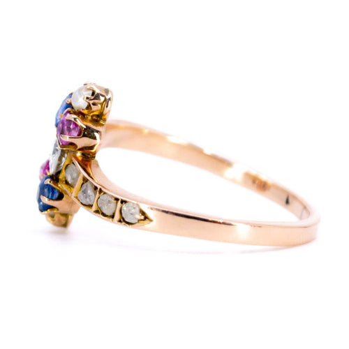 Bague 53 Bague Art nouveau - Cluster en or 14k avec diamants, saphirs, rubis et perles 58 Facettes 3F5425ABC9734D598422D7412A27156B