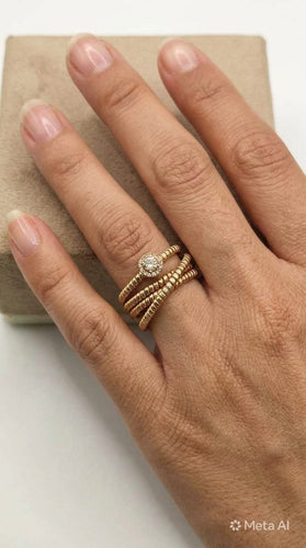 Bague 56 Crivelli - Bague tubogas en or rose 18 ct et diamants 58 Facettes CV-047