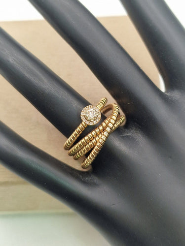 Bague 56 Crivelli - Bague tubogas en or rose 18 ct et diamants 58 Facettes CV-047