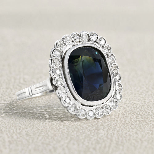 Bague 50 Bague - Saphir et diamants en or blanc 58 Facettes OC-61100179