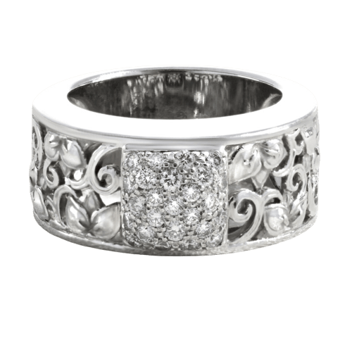 Bague 54 Carrera y Carrera - Bague en or blanc et diamants 58 Facettes 61E00466