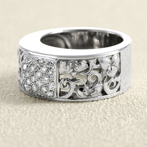 Bague 54 Carrera y Carrera - Bague en or blanc et diamants 58 Facettes 61E00466