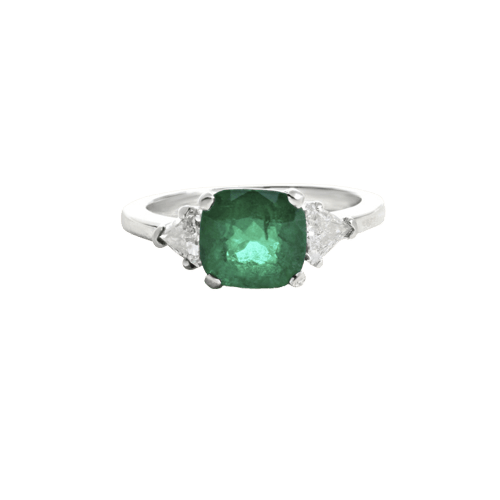 Bague 49 Bague en or blanc, émeraude et diamants 58 Facettes OC-61300094