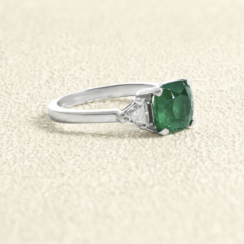 Bague 49 Bague or blanc émeraude et diamants 58 Facettes OC-61300094